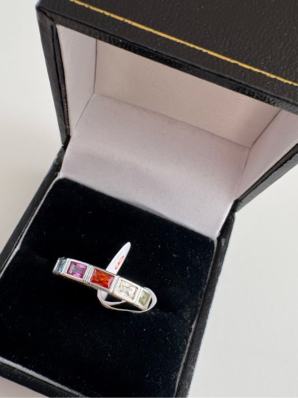 Bomb Party ASD Morden Perfection Ring RG30745 Multi Color CZ Rhodium Plating